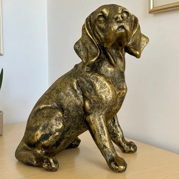 Bronze/gold resin Dog Statue Home Accent - Picture 2 of 9